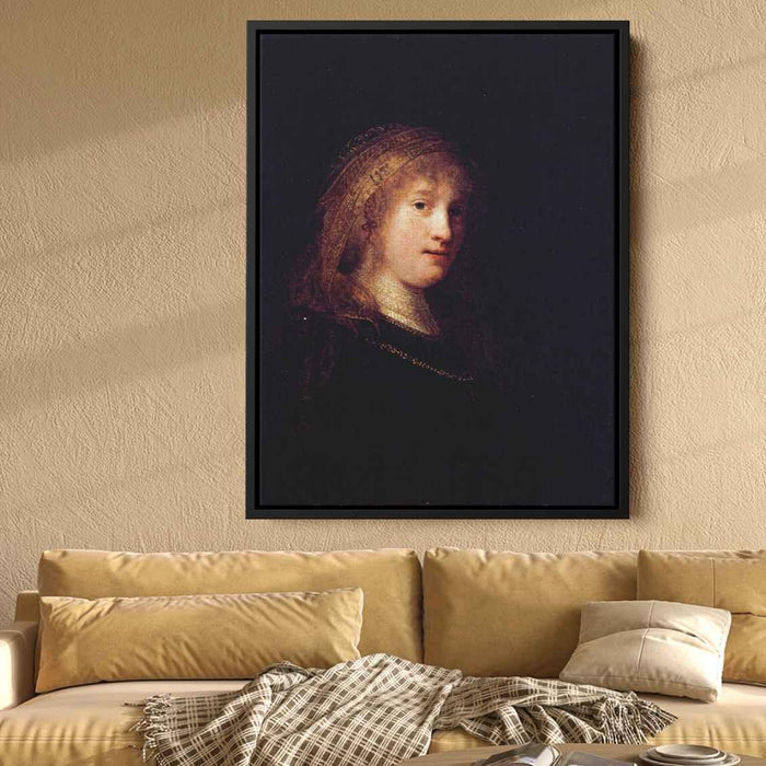 Saskia Wearing A Veil (1634) by Rembrandt - Canvas Artwork