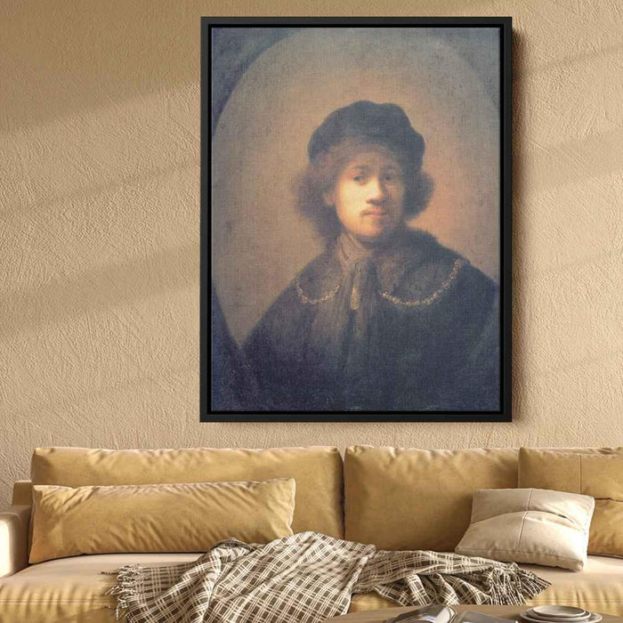 Self-portrait with Beret and Gold Chain (1631) by Rembrandt - Canvas Artwork