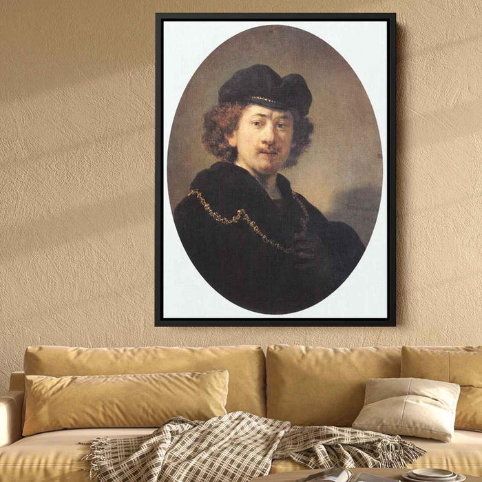 Self-portrait with Hat and Gold Chain (1633) by Rembrandt - Canvas Artwork