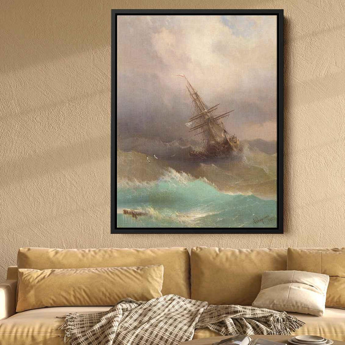 Ship in the Stormy Sea (1887) by Ivan Aivazovsky - Canvas Artwork