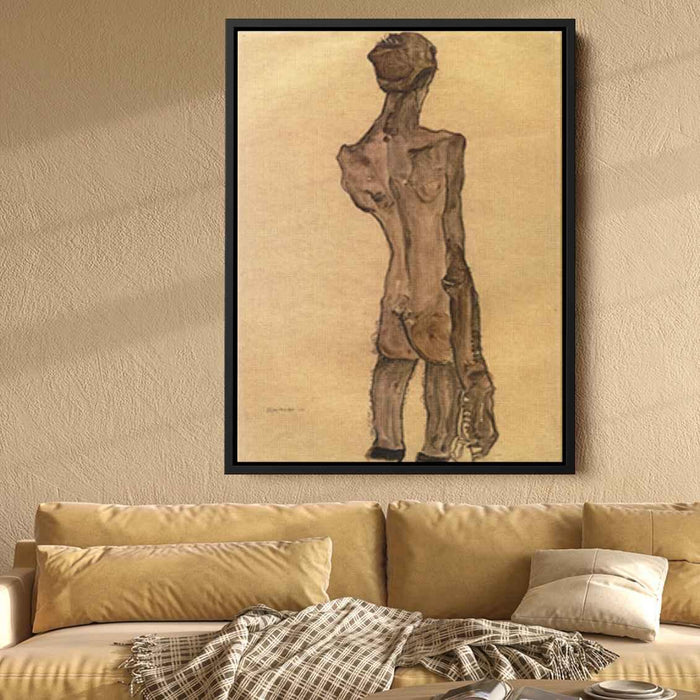 Standing Male Nude, Back View by Egon Schiele - Canvas Artwork