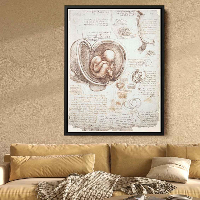 Studies of the foetus in the womb (1513) by Leonardo da Vinci - Canvas Artwork