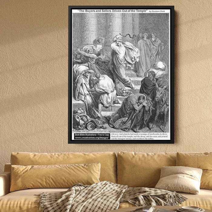 The Buyers And Sellers Driven Out Of Temple by Gustave Dore - Canvas Artwork