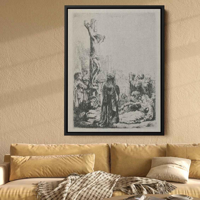 The Crucifixion a Square Small Plate (1634) by Rembrandt - Canvas Artwork