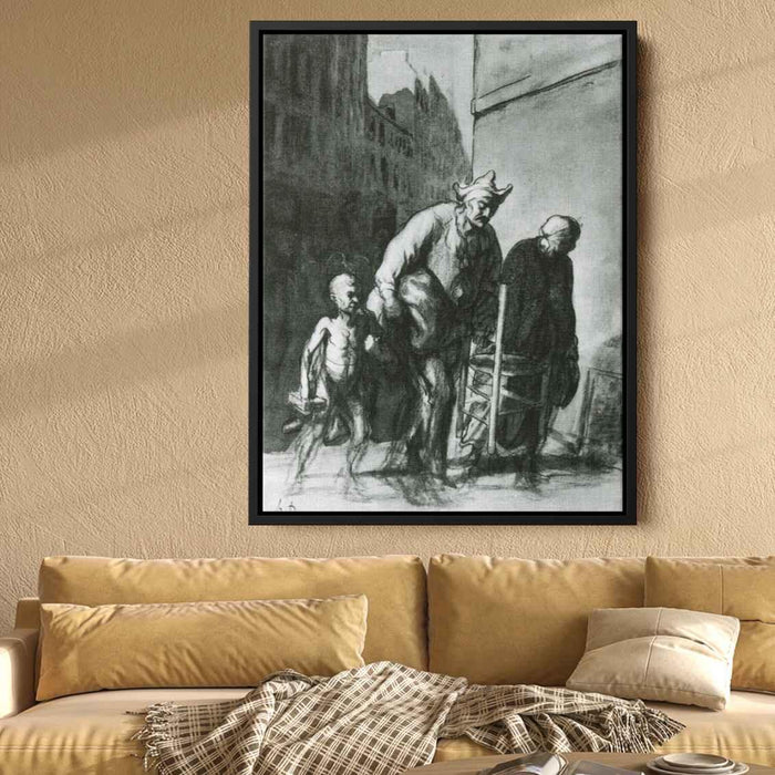 The Displacement of the Travelling Acrobats by Honore Daumier - Canvas Artwork