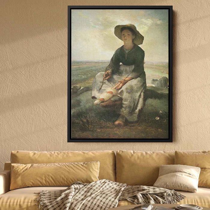 The Young Shepherdess (1873) by Jean-Francois Millet - Canvas Artwork