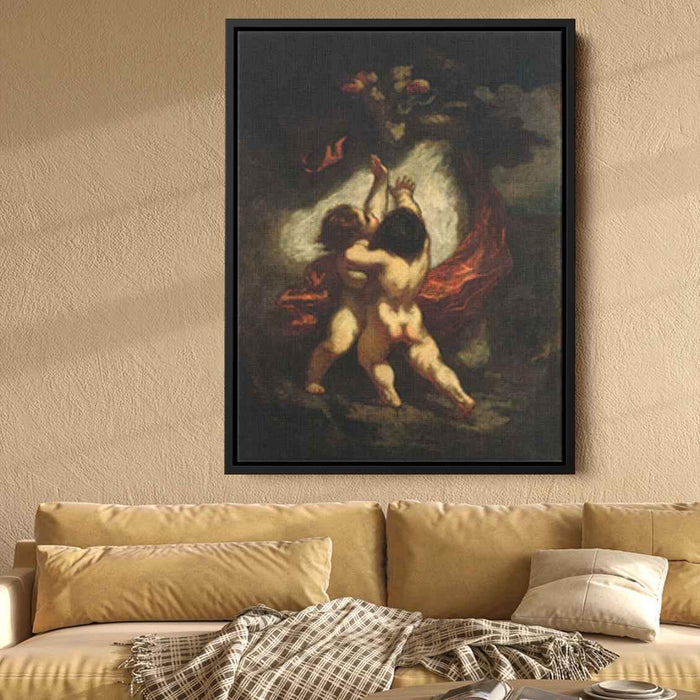 Two Cupids with Red Drapery (1850) by Honore Daumier - Canvas Artwork