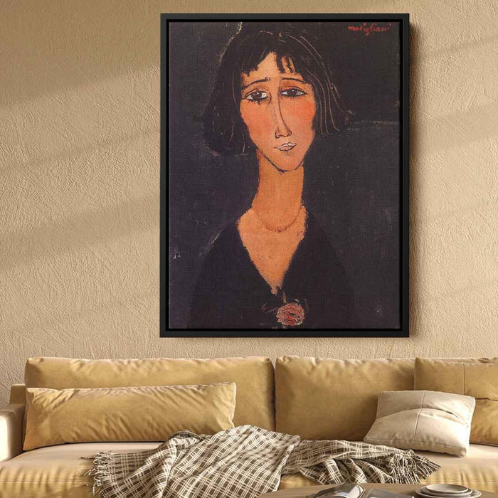 Young Girl Wearing a Rose (1916) by Amedeo Modigliani - Canvas Artwork