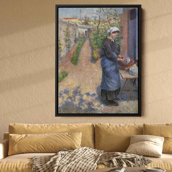Young Woman Washing Plates (1882) by Camille Pissarro - Canvas Artwork