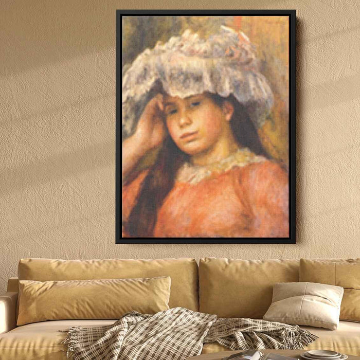 Young Woman Wearing a Hat (1894) by Pierre-Auguste Renoir - Canvas Artwork