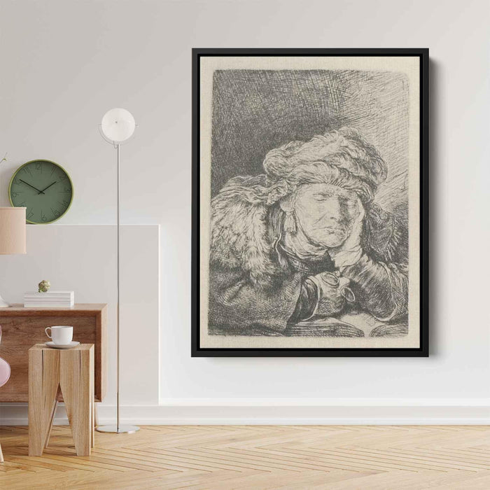 An Old Woman, Sleeping by Rembrandt - Canvas Artwork