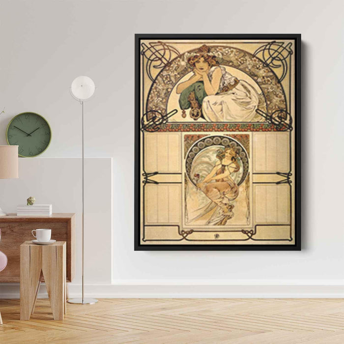 Calendar of cherry blossom (1898) by Alphonse Mucha - Canvas Artwork