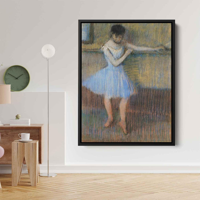 Dancer in Blue at the Barre (1889) by Edgar Degas - Canvas Artwork