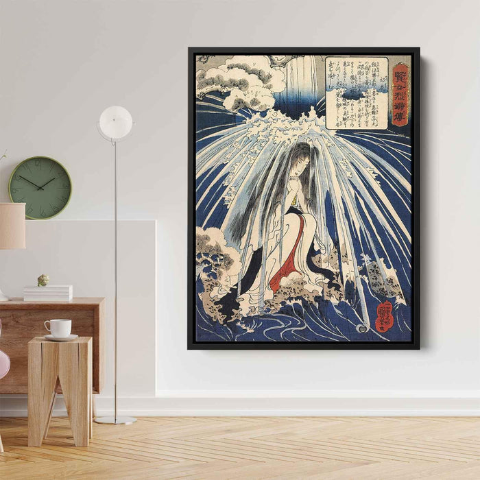 Hatsuhana doing penance under the Tonosawa waterfall by Utagawa Kuniyoshi - Canvas Artwork