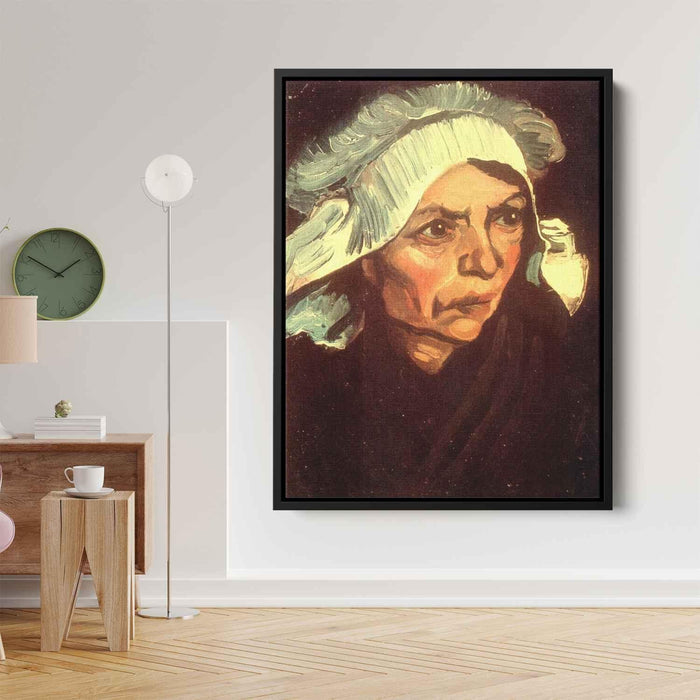 Head of a Peasant Woman with White Cap (1885) by Vincent van Gogh - Canvas Artwork