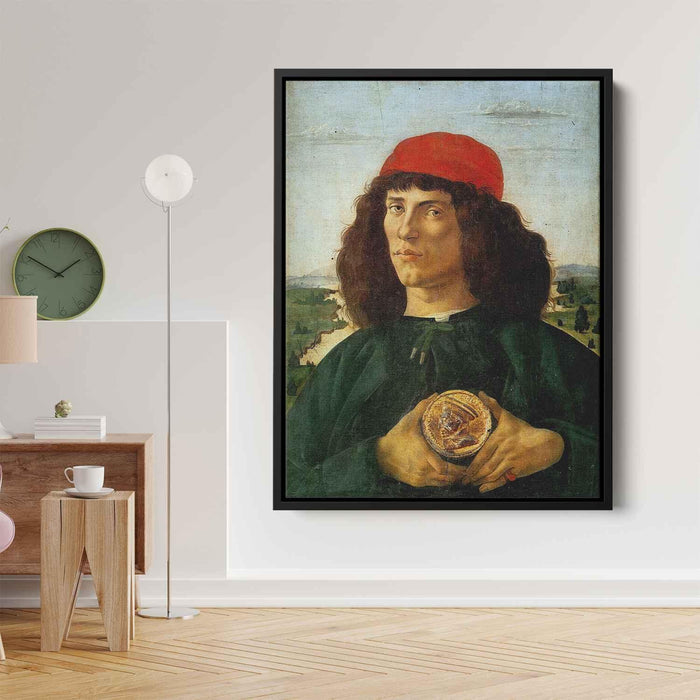 Portrait of a Man with the Medal of Cosimo (1474) by Sandro Botticelli - Canvas Artwork