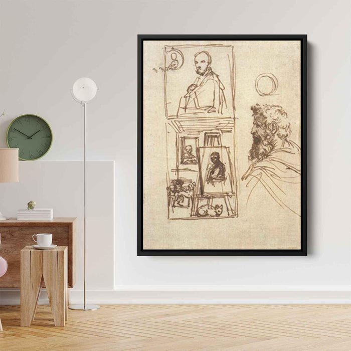 Preparatory drawing for Self-portrait on an Easel in a Workshop by Annibale Carracci - Canvas Artwork