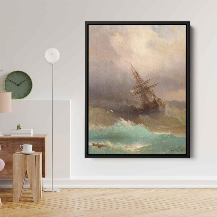 Ship in the Stormy Sea (1887) by Ivan Aivazovsky - Canvas Artwork