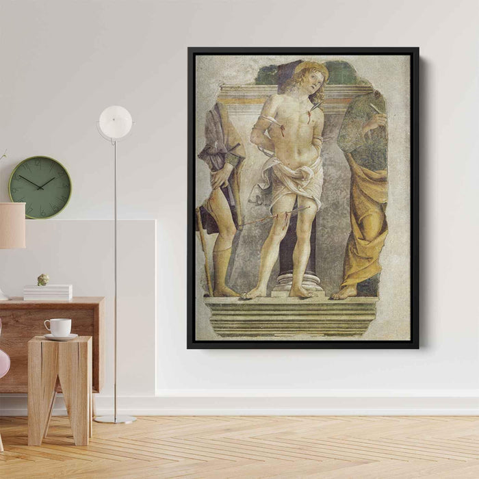 St. Sebastian and pieces of figure of St. Rocco and St. Peter (1478) by Pietro Perugino - Canvas Artwork