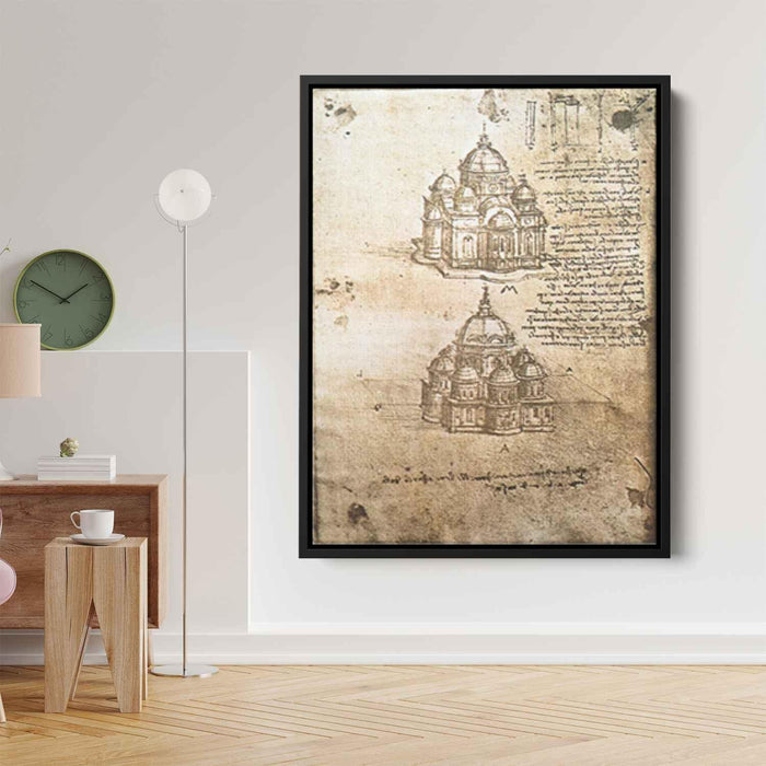 Studies of central plan buildings (1480) by Leonardo da Vinci - Canvas Artwork