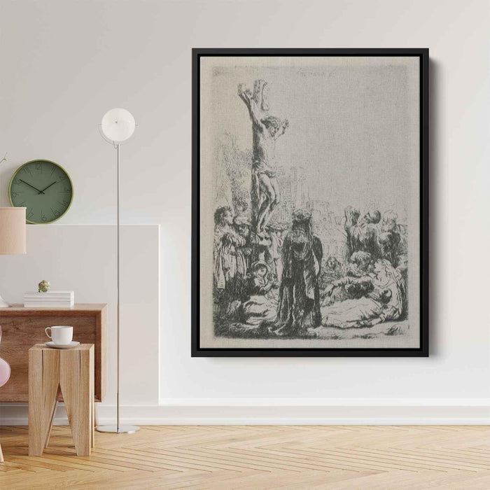 The Crucifixion a Square Small Plate (1634) by Rembrandt - Canvas Artwork