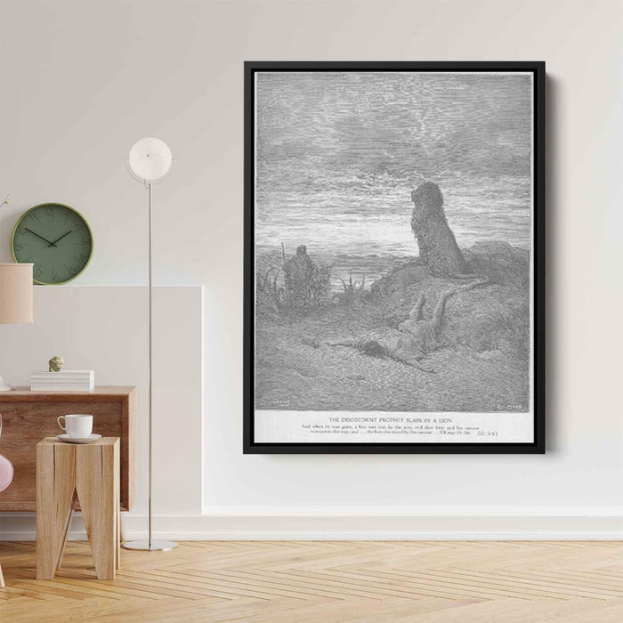 The Disobedient Prophet Is Slain by a Lion by Gustave Dore - Canvas Artwork