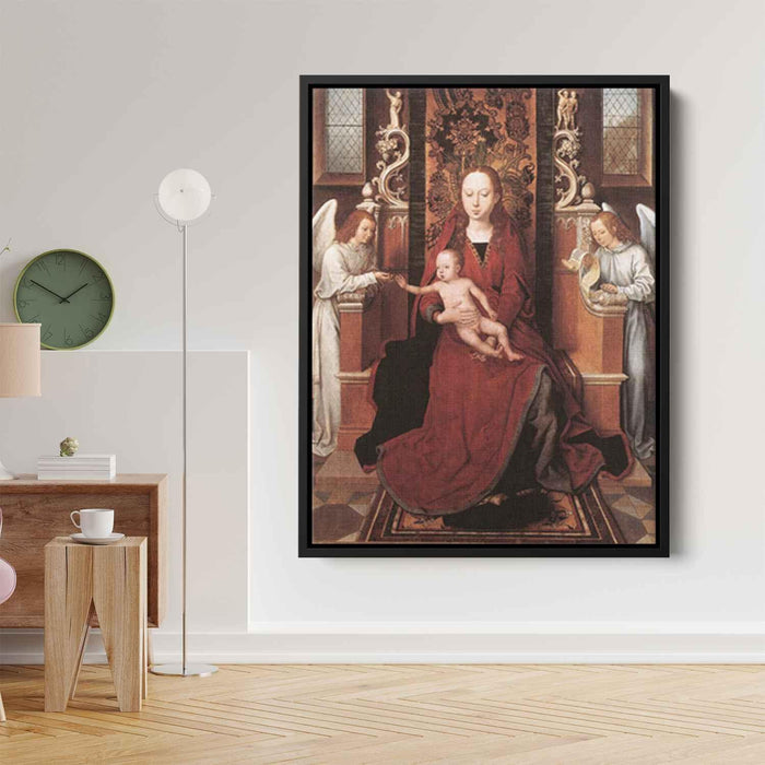 Virgin and Child Enthroned with Two Angels (1490) by Hans Memling - Canvas Artwork