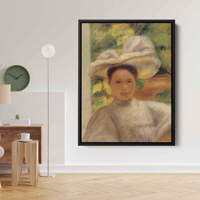 Young Woman in a Hat (1895) by Pierre-Auguste Renoir - Canvas Artwork
