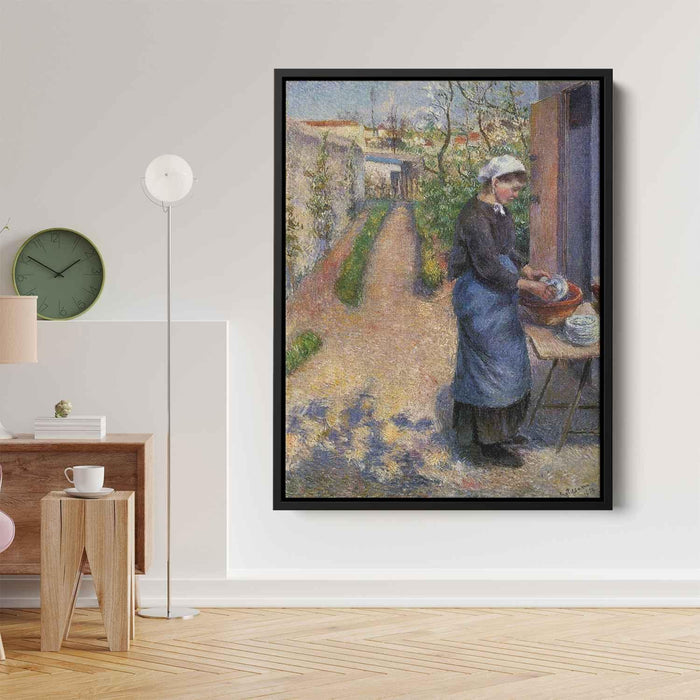 Young Woman Washing Plates (1882) by Camille Pissarro - Canvas Artwork