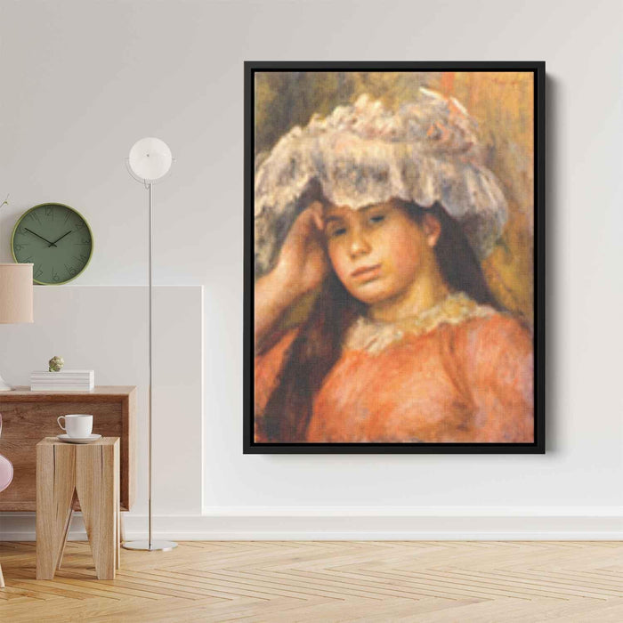 Young Woman Wearing a Hat (1894) by Pierre-Auguste Renoir - Canvas Artwork