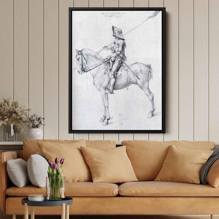 Man In Armor On Horseback (1498) by Albrecht Durer - Canvas Artwork