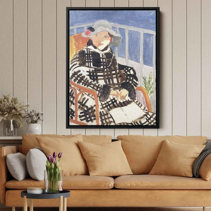 Mlle Matisse in a Scotch Plaid Coat (1918) by Henri Matisse - Canvas Artwork