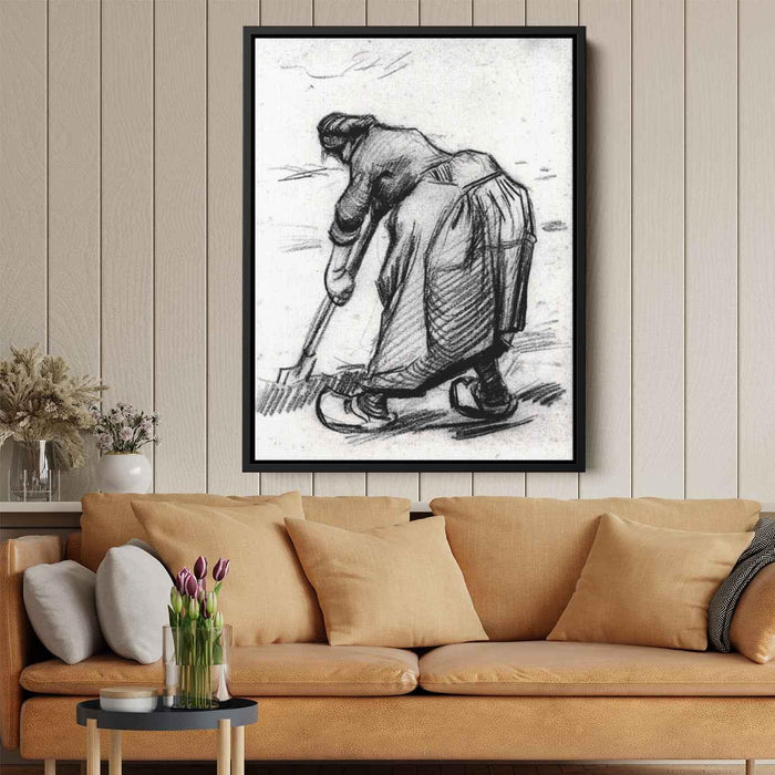 Peasant Woman, Digging, Seen from the Side by Vincent van Gogh - Canvas Artwork