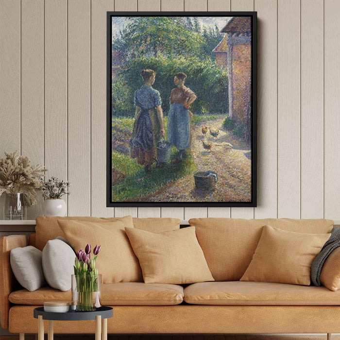 Peasants Chatting in the Farmyard, Eragny by Camille Pissarro - Canvas Artwork