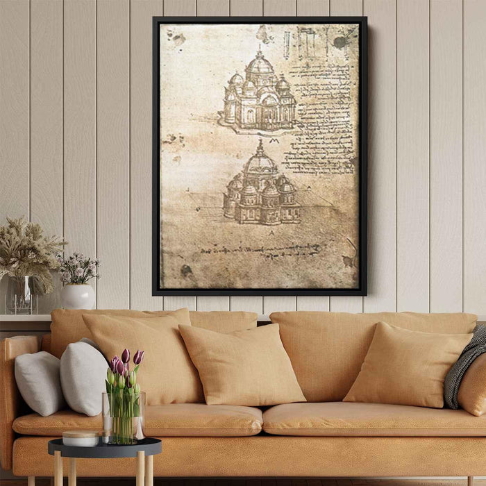 Studies of central plan buildings (1480) by Leonardo da Vinci - Canvas Artwork