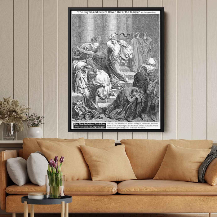 The Buyers And Sellers Driven Out Of Temple by Gustave Dore - Canvas Artwork