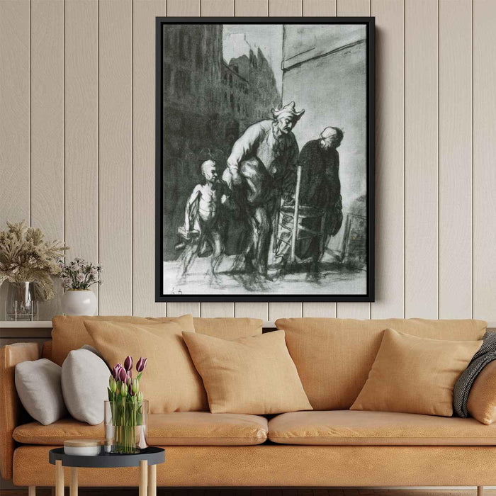 The Displacement of the Travelling Acrobats by Honore Daumier - Canvas Artwork