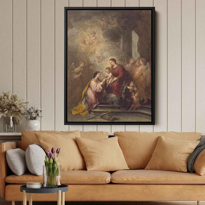 The Mystic Marriage of Saint Catherine (1682) by Bartolome Esteban Murillo - Canvas Artwork