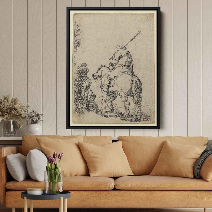 Turbaned soldier on horseback (1632) by Rembrandt - Canvas Artwork