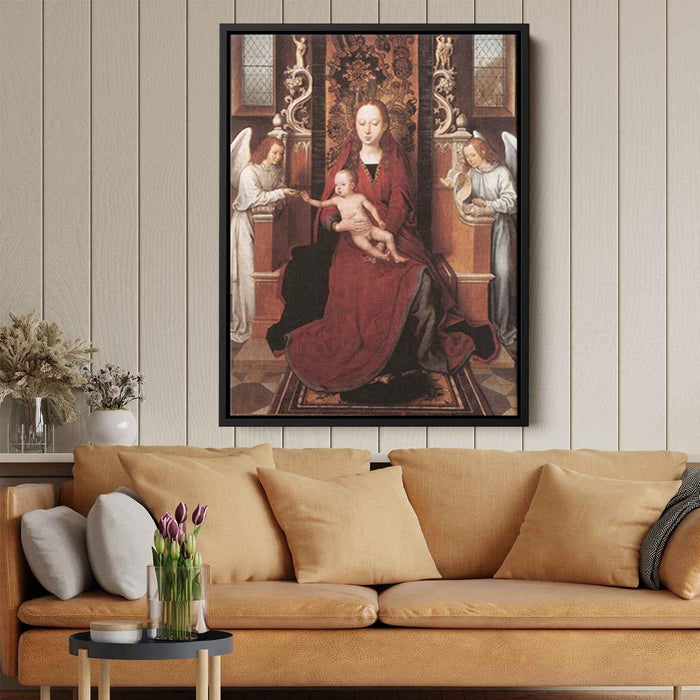 Virgin and Child Enthroned with Two Angels (1490) by Hans Memling - Canvas Artwork