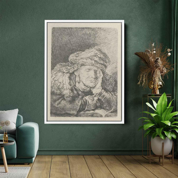 An Old Woman, Sleeping by Rembrandt - Canvas Artwork