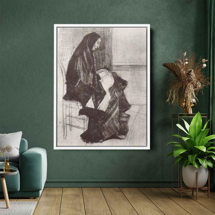 Figure of a Woman with Unfinished Chair (1882) by Vincent van Gogh - Canvas Artwork