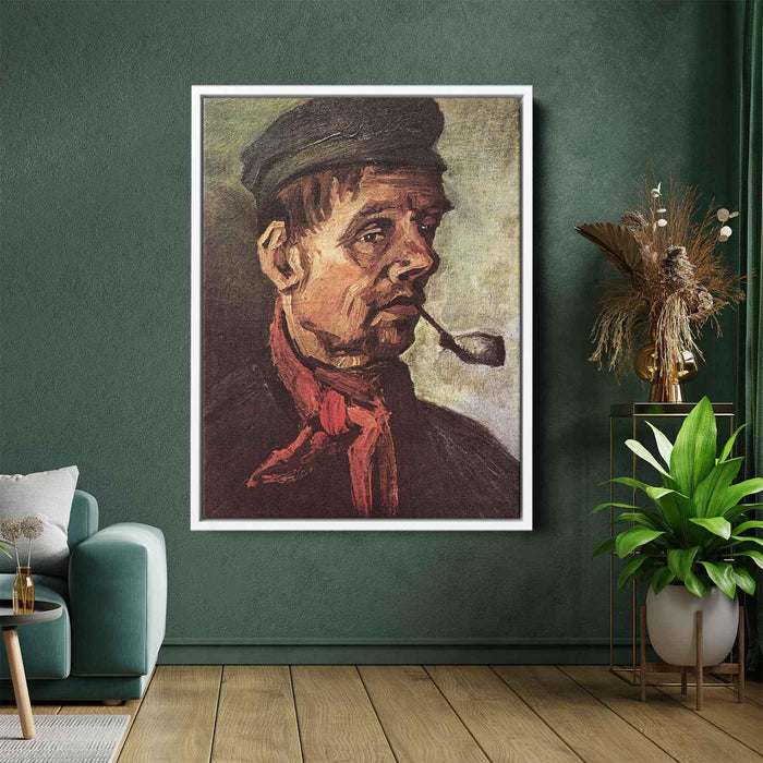 Head of a Peasant with a Pipe (1885) by Vincent van Gogh - Canvas Artwork