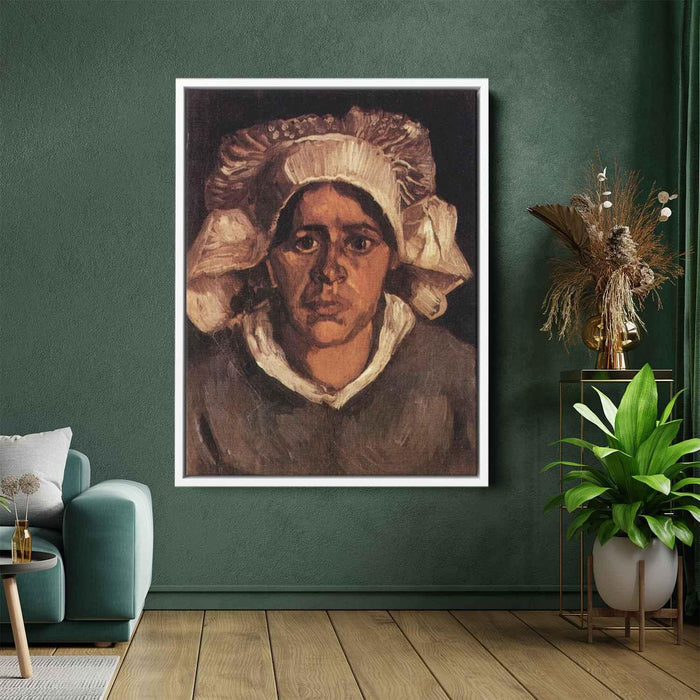 Head of a Peasant Woman with White Cap (1885) by Vincent van Gogh - Canvas Artwork