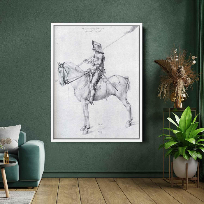 Man In Armor On Horseback (1498) by Albrecht Durer - Canvas Artwork