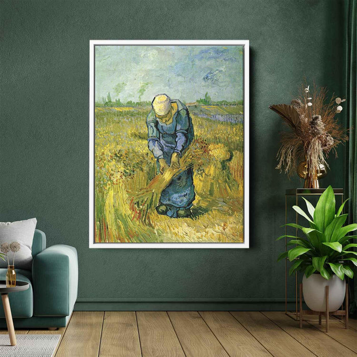 Peasant Woman Binding Sheaves after Millet (1889) by Vincent van Gogh - Canvas Artwork