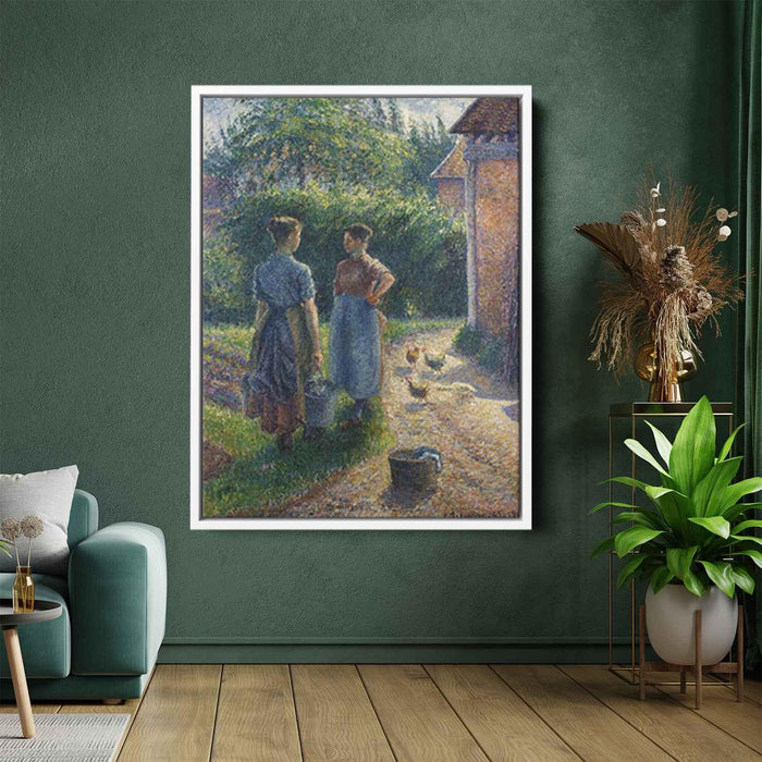 Peasants Chatting in the Farmyard, Eragny by Camille Pissarro - Canvas Artwork