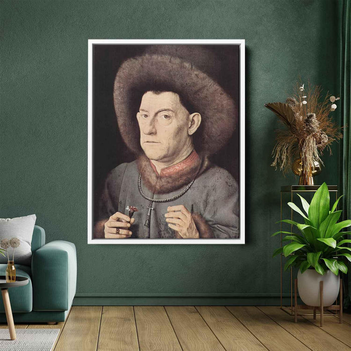 Portrait of a Man with Carnation (1435) by Jan van Eyck - Canvas Artwork