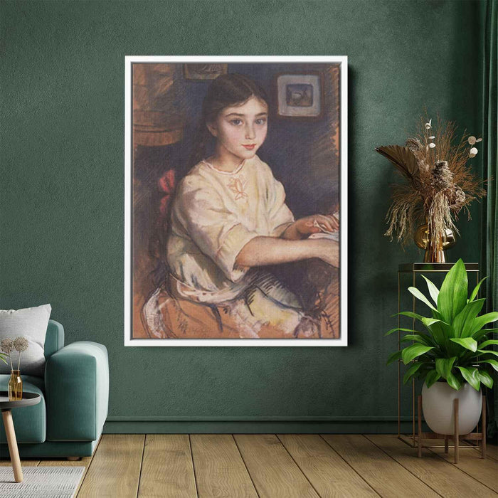 Portrait of O.I. Rybakova in childhood (1923) by Zinaida Serebriakova - Canvas Artwork