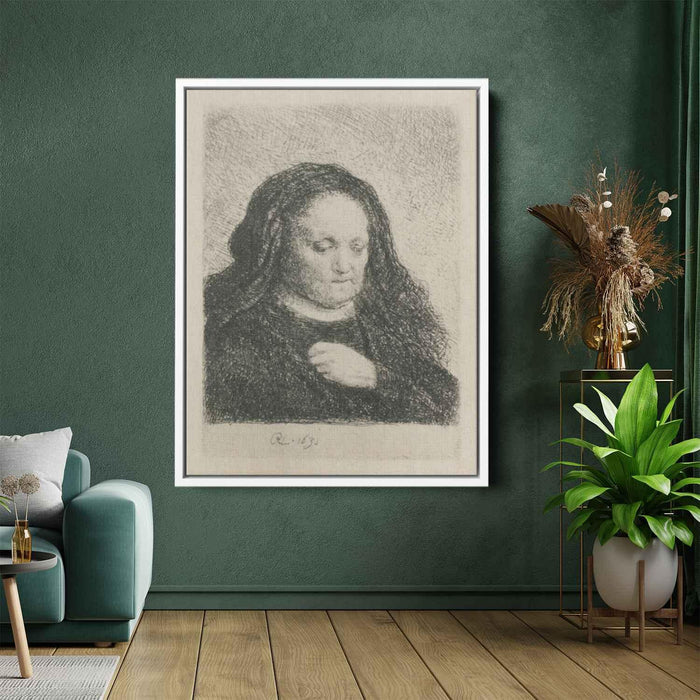 Rembrandt`s Mother in a Black Dress, as Small Upright Print by Rembrandt - Canvas Artwork